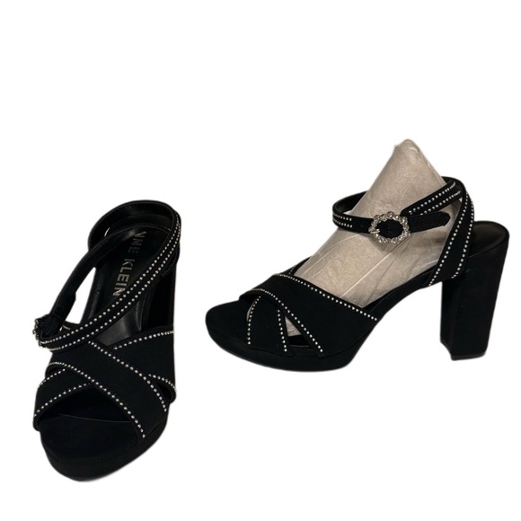 Anne Klein Black Heels with Silver Studs - Picture 2 of 9